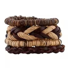 Men and Women's Nautical Hemp Rope Bracelets 4Pcs Sailor Knot with Coconut Shell and Fisherman Tribal Bracelet